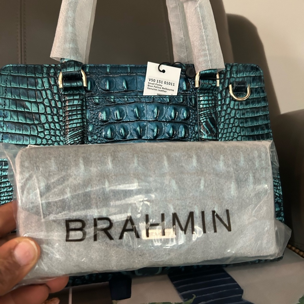 Brahmin Blue Patina Small Finley and Veronica Wallet - Picture 15 of 16
